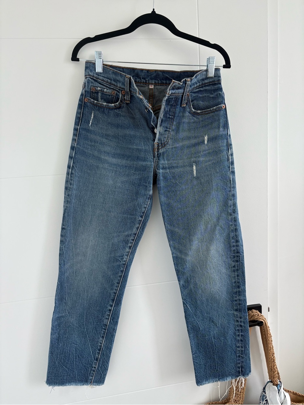 Levi's Distressed Boyfriend Jeans in Faded Blue
